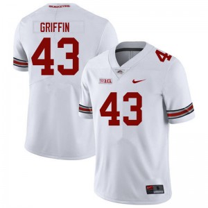 #43 Diante Griffin OSU White Men's Jersey Limited Football 665296-948