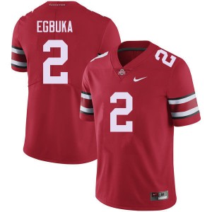 #2 Emeka Egbuka OSU Red Men's Jersey Replica Football 954650-755