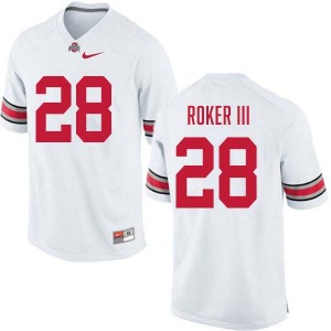 #28 Leroy Roker III Buckeye Nation White Men's Jersey Stitched Football 208269-365