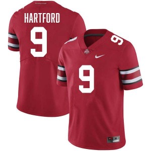 #9 Malik Hartford Ohio State Red Men Jersey Embroidery Football 235613-643