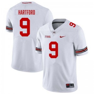 #9 Malik Hartford The Ohio State White Men Jersey Player Football 651726-825