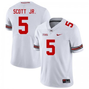 #5 Aaron Scott Jr. Ohio State Buckeyes White Men Jersey Embroidery Football 149612-611
