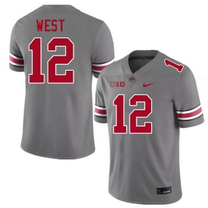 #12 Bryce West Ohio State Buckeyes Grey Men Jersey 2025 Football 247800-249