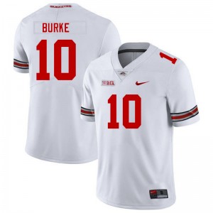 #10 Denzel Burke OSU Buckeyes White Men Jersey Limited Football 212972-179