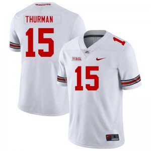#15 Jelani Thurman OSU Buckeyes White Mens Jersey Replica Football 261706-590