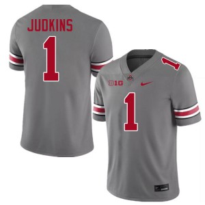 #1 Quinshon Judkins The Ohio State Grey Men Jersey Embroidery Football 139595-229