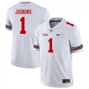 #1 Quinshon Judkins OSU White Mens Jersey Embroidery Football 459646-571