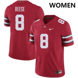 #8 Arvell Reese Ohio State Buckeyes Red Womens Jersey Stitched Football 114722-533