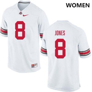 #8 De'Zie Jones The Fighting Buckeyes White Womens Jersey Game Football 124537-400