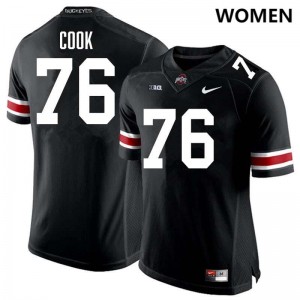 #76 Jake Cook Buckeye Nation Black Women's Jersey Limited Football 979695-273
