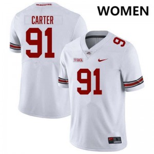 #91 Jarquez Carter The Fighting Buckeyes White Womens Jersey 2025-26 Football 821027-704