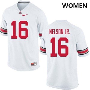 #16 Keenan Nelson Jr. OSU Buckeyes White Womens Jersey NCAA Football 911537-646