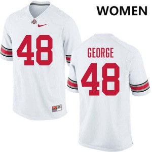 #48 Logan George OSU Buckeyes White Women Jersey Replica Football 777522-849