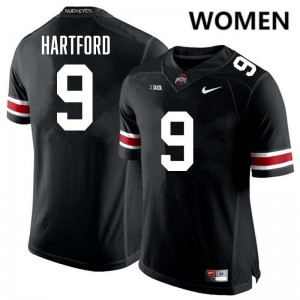 #9 Malik Hartford The Fighting Buckeyes Black Womens Jersey University Football 438475-683