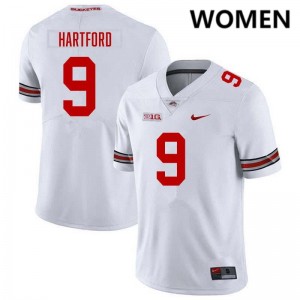 #9 Malik Hartford OSU Buckeyes White Womens Jersey High School Football 969197-318