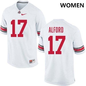 #17 Tarvos Alford Go Bucks White Women Jersey Replica Football 517691-213