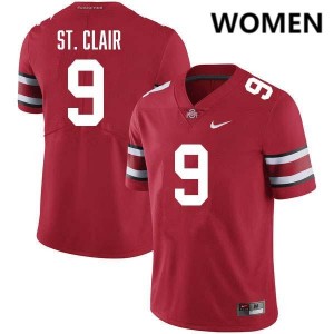 #9 Tavien St. Clair The Fighting Buckeyes Red Womens Jersey Game Football 687149-477