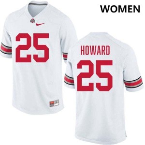 #25 Ty Howard The Fighting Buckeyes White Women's Jersey Limited Football 394616-790