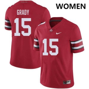 #15 Zion Grady The Fighting Buckeyes Red Women's Jersey Stitched Football 572658-388