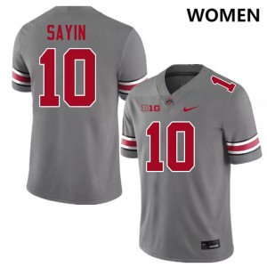 #10 Julian Sayin OSU Buckeyes Grey Womens Jersey High School Football 408722-223