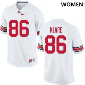 #86 Max Klare Ohio State Buckeyes White Women's Jersey Embroidery Football 111734-343