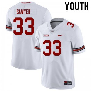 #33 Jack Sawyer Go Bucks White Youth Jersey Embroidery Football 253478-202