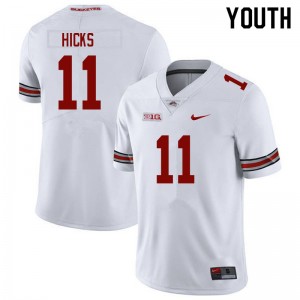 #11 C.J. Hicks OSU Buckeyes White Youth Jersey Stitched Football 842798-180