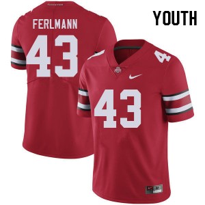 #43 John Ferlmann Buckeye Nation Red Youth Jersey Official Football 543655-810
