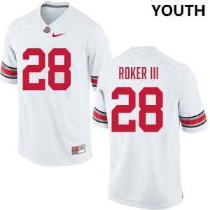#28 Leroy Roker III OSU White Youth Jersey Player Football 471314-611