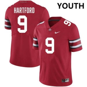 #9 Malik Hartford The Fighting Buckeyes Red Youth Jersey Replica Football 210687-477