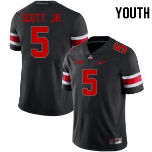 #5 Aaron Scott Jr. The Ohio State Blackout Youth Jersey Replica Football 269537-357