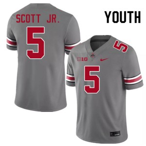 #5 Aaron Scott Jr. OSU Grey Youth Jersey Stitched Football 838355-809