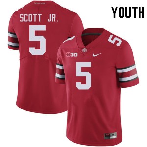 #5 Aaron Scott Jr. Go Bucks Red Youth Jersey Stitched Football 833530-191