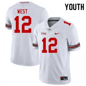 #12 Bryce West The Ohio State White Youth Jersey University Football 419691-863