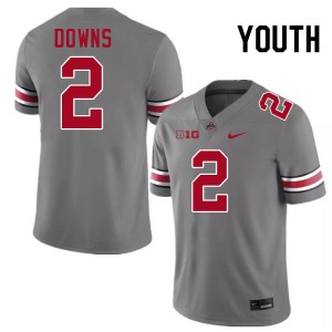 #2 Caleb Downs OSU Buckeyes Grey Youth Jersey Embroidery Football 447662-194