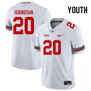 #20 Davison Igbinosun OSU White Youth Jersey NCAA Football 100070-452