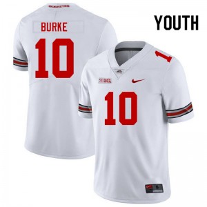 #10 Denzel Burke OSU Buckeyes White Youth Jersey Game Football 741440-357