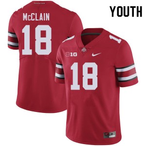 #18 Jaylen McClain Ohio State Buckeyes Red Youth Jersey Player Football 158119-813