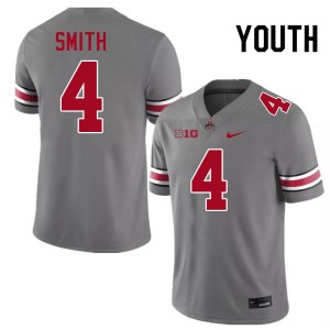 #4 Jeremiah Smith Ohio State Grey Youth Jersey Embroidery Football 243778-738