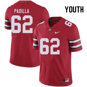#62 Joshua Padilla OSU Buckeyes Red Youth Jersey Limited Football 722205-592