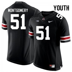 #51 Luke Montgomery OSU Buckeyes Black Youth Jersey Official Football 429432-469