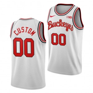 #00 Custom Ohio State White Men Jersey Embroidery Basketball 354851-755