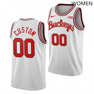 #00 Custom Go Bucks White Women's Jersey Limited Basketball 473513-275
